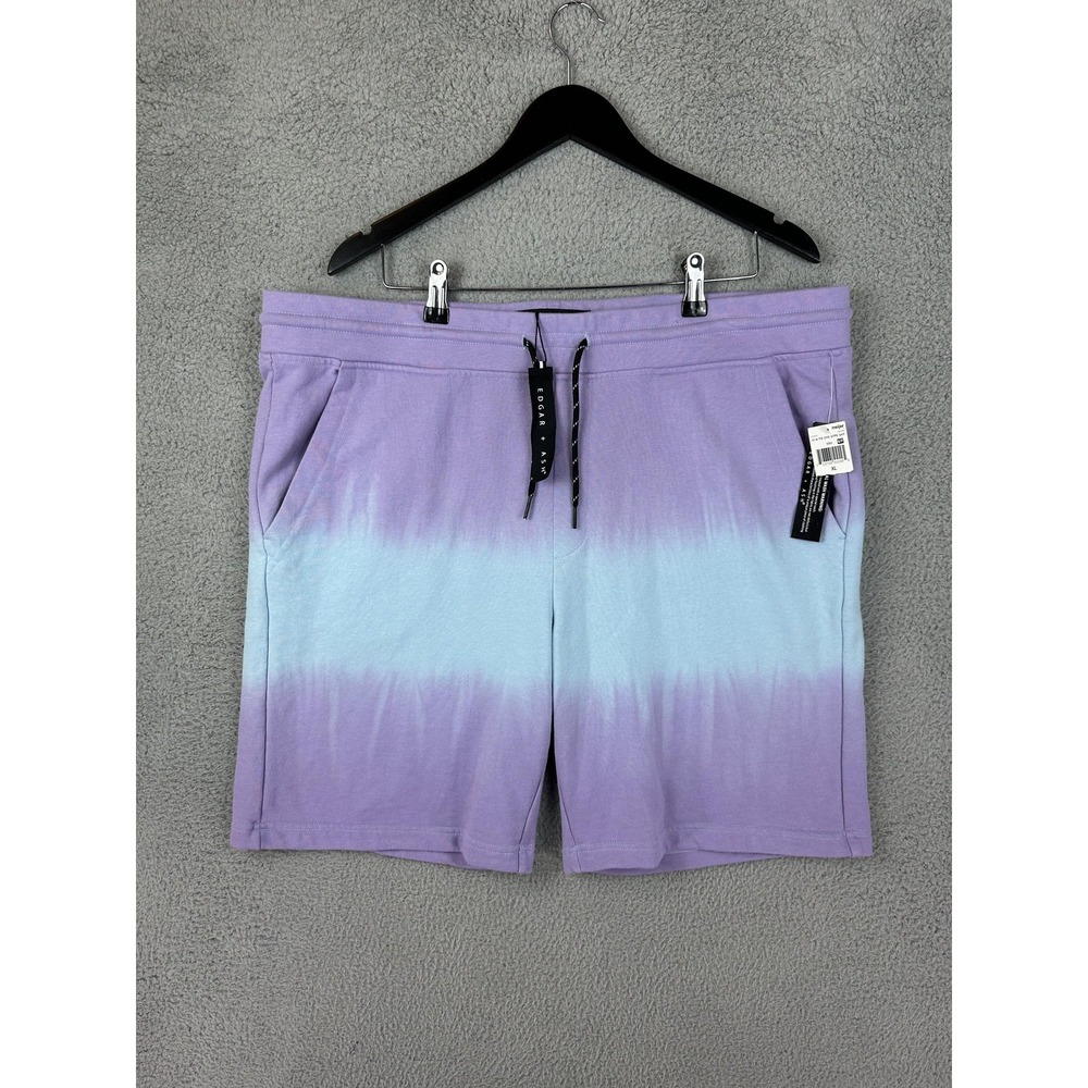 Edgar + Ash Shorts Mens XL Purple Blue Tie Dye Lounge Drawstring Pockets Casual